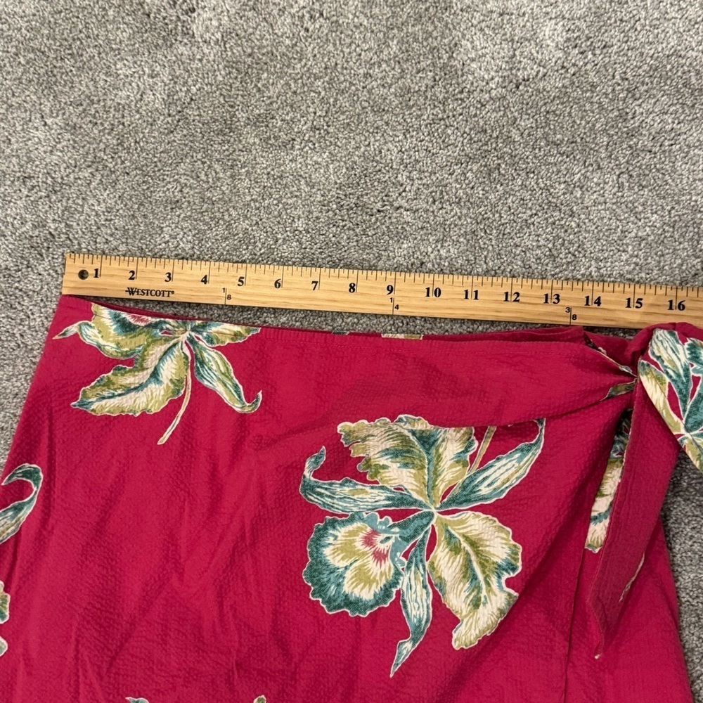 Faherty Pink Floral Pacifica Seersucker Wrap Midi Skirt size small like new - Picture 9 of 12